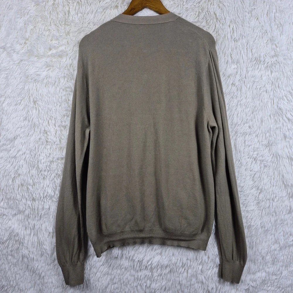Club Monaco Mens XL Taupe Brown Cotton Rabbit Hair Blend Button Cardigan Sweater